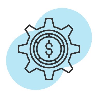 dolar işaretli dişli dişli dişli ve doldurma biçimi simgesi, vektör tasarımı