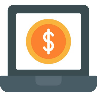 Dolar işareti simgesi, vektör illüstrasyonlu bilgisayar monitörü