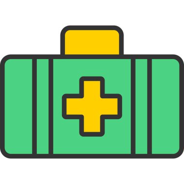 İlk yardım çantası simgesi. beyaz üzerinde izole edilmiş tıbbi yardım çantası vektör simgesi rengi