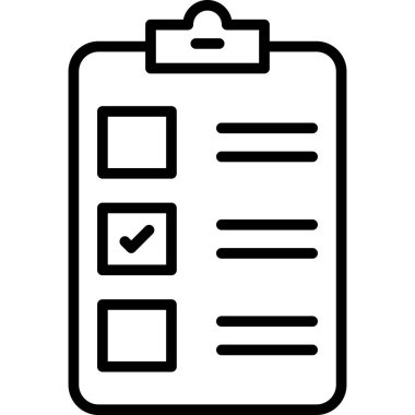 Kontrol listesi vektörü ince çizgi simgesi