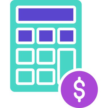 hesap makinesi düz simgesi, vektör illüstrasyonu