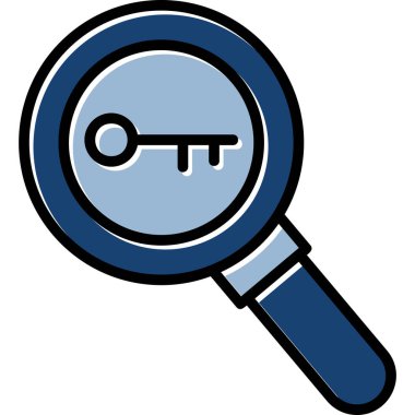 Mavi renkli büyüteç. Arama vektörü çizimi. beyaz arkaplanda izole.