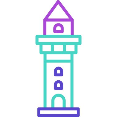 Deniz feneri ikonu vektörü. İnce çizgi işareti. izole edilmiş sınır sembolü çizimi