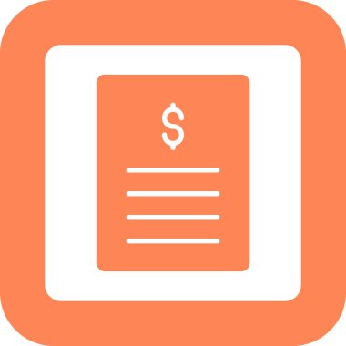 Dolar vektör simgesi. biçim düz sembol, yuvarlak açılar, beyaz arkaplan, sarı arkaplan