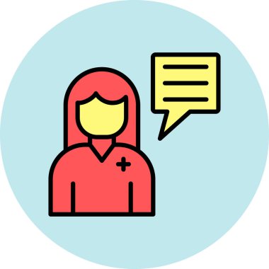 Dizüstü bilgisayar ikonu olan bir kızın vektör çizimi. çevrimiçi servis