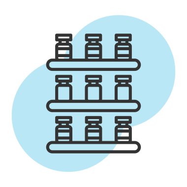 İlaç şişesi ikonu. çizgi tasarım vektörü