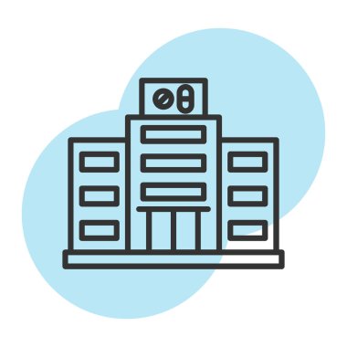 Ofis binaları çizgi simgesinin vektör illüstrasyonu