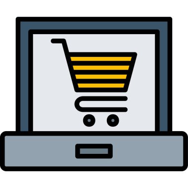 laptop online shop icon in outline style