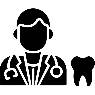 Siyah biçimli dişçi simgesi izole edilmiş arkaplan vektörü illüstrasyonu.