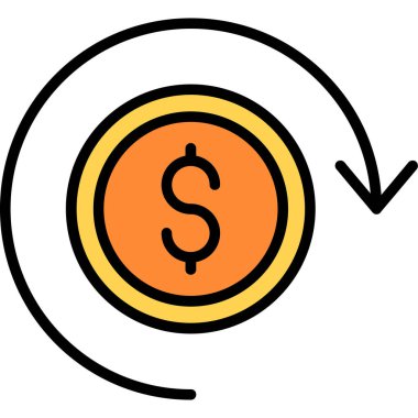 Dolar vektör renk çizgisi simgesi