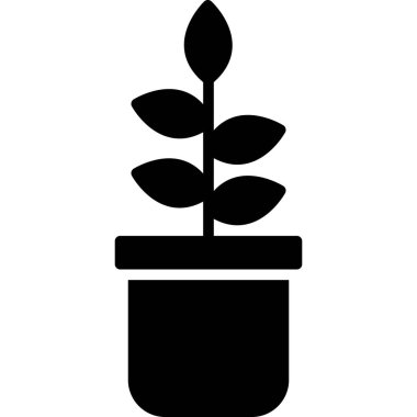 saksı ikonunda bitki. Web için ot vektör simgesindeki bitkinin basit illüstrasyonu