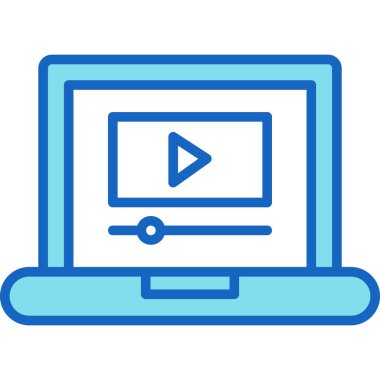 Video oynatıcı simgesi, vektör illüstrasyonlu bilgisayar monitörü