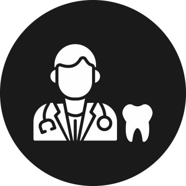 Diş ikonu vektörü olan dişçi, basit tasarım