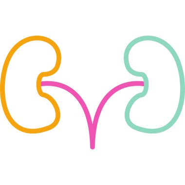 Böbrek vektör simgesi. stil düz bicolor ve yuvarlak sembol, sarı ve pembe renkler, yuvarlak açılardır