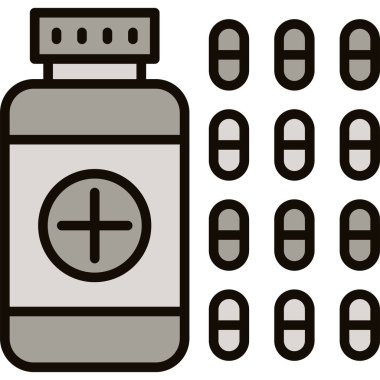 İlaç ikonu. beyaz arkaplanda izole edilmiş web tasarımı için ana uyuşturucu paketi vektör simgesi