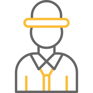 Şapka ikonu olan bir iş adamı. vektör illüstrasyonu