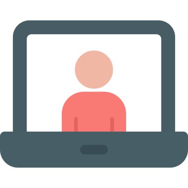 video çağrısı düz simgesi, vektör, illüstrasyon