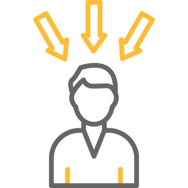 Fikir simgesi olan iş adamı, basit vektör illüstrasyonu