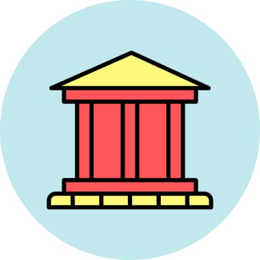 Banka binası ikonu. Taslak banka binası vektör simgesi rengi düz izole