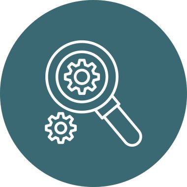 Vites ikonlu büyüteç. düz dizayn.