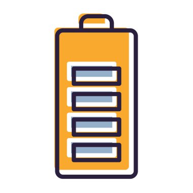 Batarya ikonu vektörü. İnce çizgi işareti. izole edilmiş sınır sembolü çizimi