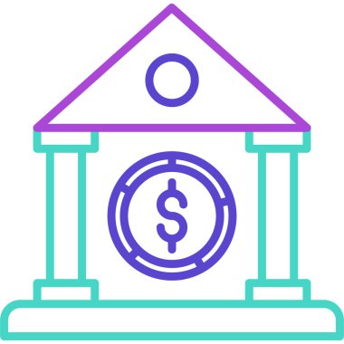 Banka binası simgesi modern vektör illüstrasyonu