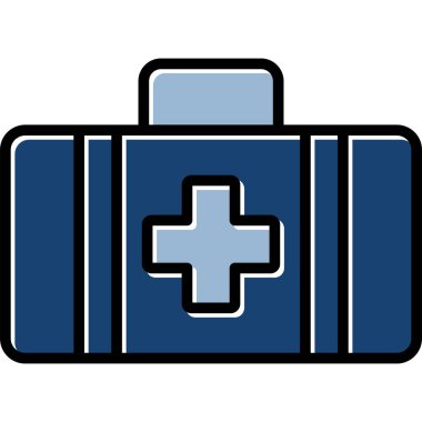 İlk yardım çantası simgesi. Web için ilk yardım kipi vektör simgesinin özet çizimi