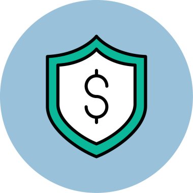 Para kalkanı simgesi. Basit bir çizim. vektör kalkanı simgeleri