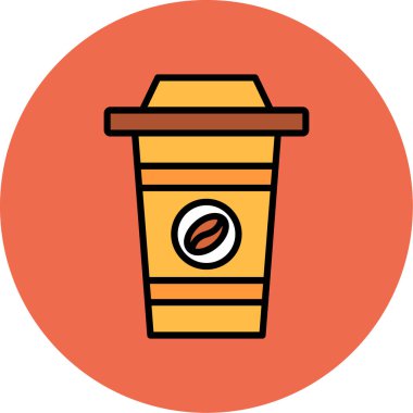 kahve içeceği simgesi renk ana hatları vektörü