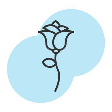 gül çiçeği süsleme simgesi ana hat biçiminde