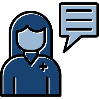 kadın sağlık çalışanı simgesi ana hatlarıyla