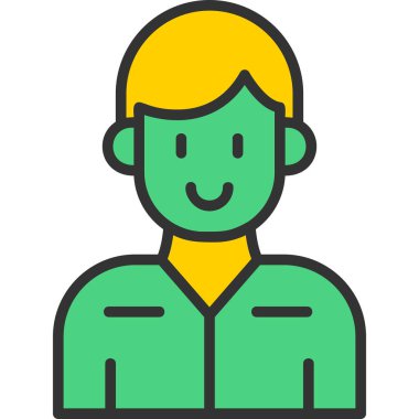 Adam avatar ikonu. Çizgi insan avatar vektör simgesi rengi düz izole