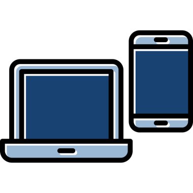 Laptop ve akıllı telefon vektör illüstrasyon tasarımlı akıllı telefon bilgisayarı