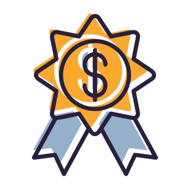 Bir yıldız vektör tasarımı ile izole edilmiş dolar madalyası