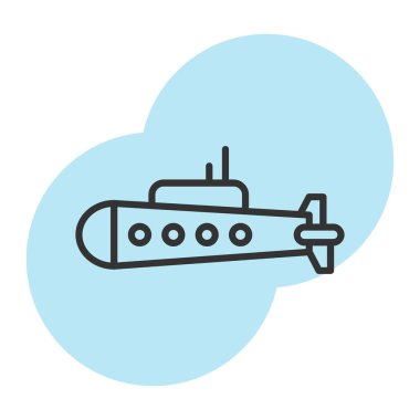 Denizaltı ince çizgi simgesi, konsept ve askeri gemi işareti, vektör işareti, renkli grafikler, mobil konsept ve web için doğrusal bir simge. vektör