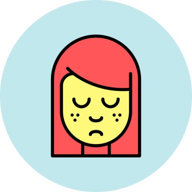 Üzgün yüzlü kadın, vektör çizimi