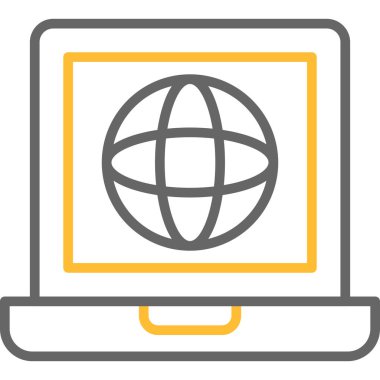 Dünya simgesine sahip dizüstü bilgisayar, vektör illüstrasyon tasarımı