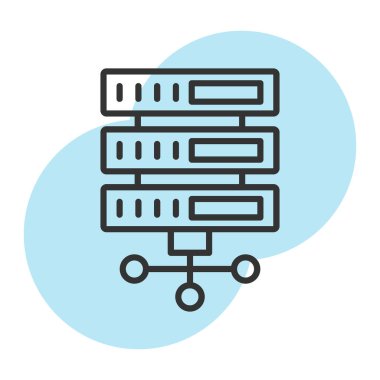 sunucu düz çizgi simgesi, vektör illüstrasyonu