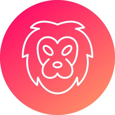 Beyaz çizgi maymun simgesi kırmızı arkaplanda izole edildi. Hayvan işareti. Çember renk düğmesi. vektör illüstrasyonu