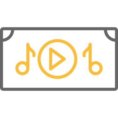 Müzik player simgesi beyaz arka plan üzerinde izole düz stilde