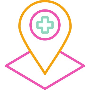 Hastane konumu simgesi, modern tasarım illüstrasyonu