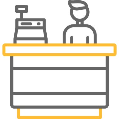 Mutfak ve yemek ikonu, basit satır vektör illüstrasyonu