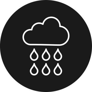 yağmur vektör simgesi. stil düz yuvarlak bulut, gri renk, beyaz arkaplan, gri arkaplan