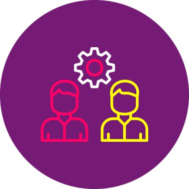 İş adamı dişli simgesi ile daire içinde