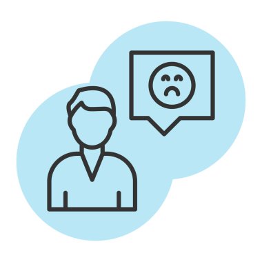 üzgün adam çizgisi gradyan biçim simgesi tasarımı, depresyon ve üzgün insanlar tema vektör çizimi