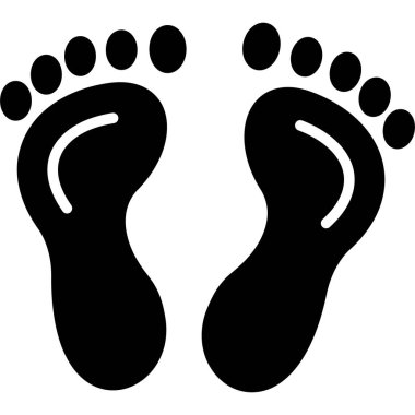 beyaz üzerinde izole edilmiş ayak izi vektörü çizimi