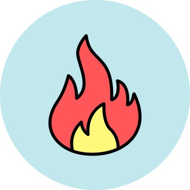 Alev ikonu vektörü. İnce çizgi işareti. izole edilmiş sınır sembolü çizimi