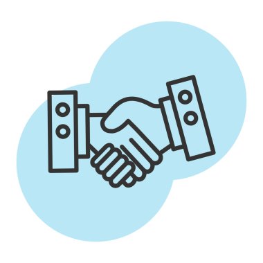 ticari tokalaşma ince çizgi simgesi, finansal konsept, beyaz arkaplanda el sıkışma işareti, web ve mobil simgesi için ana hatlı el sıkışma simgesi ve mobil simgesi