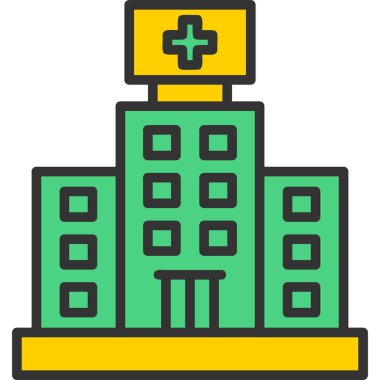 Hastane hastane hastane ikonu ana hatlarıyla doldurulmuş