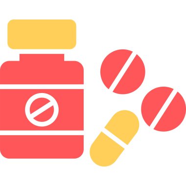 Uyuşturucu vektör simgesi. bicolor düz sembol, turuncu ve gri renkler, yuvarlak açılar, beyaz arkaplan